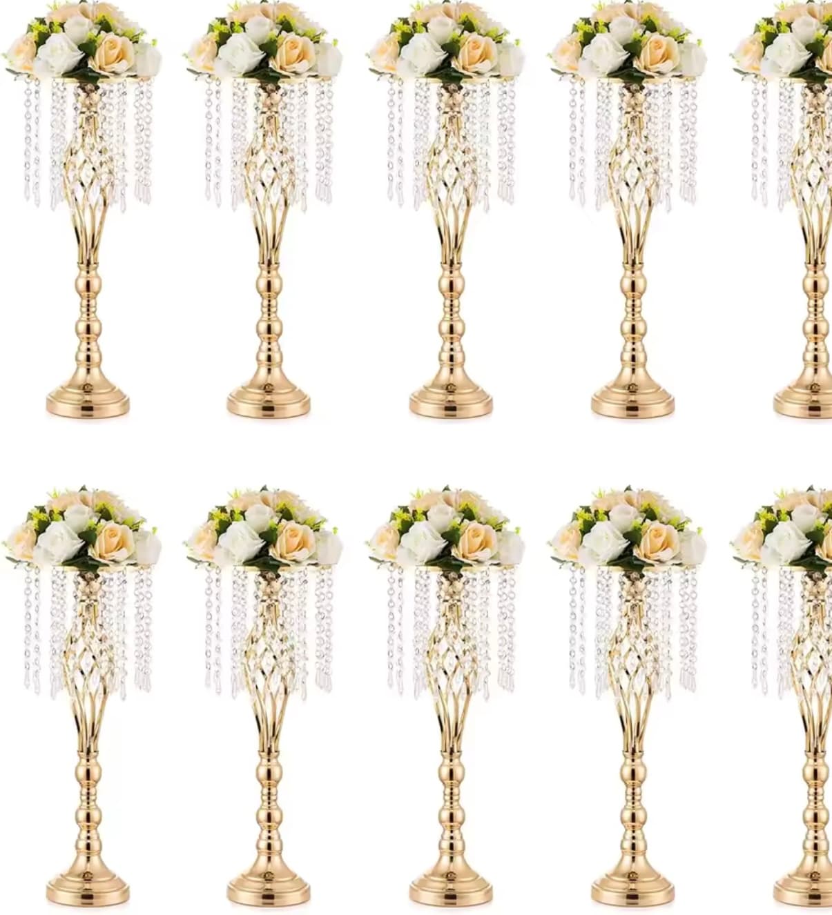 Vase doré pour centres de table de mariage