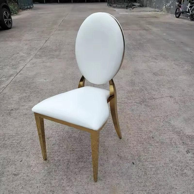 Chaise Médaillon Blanche et Or